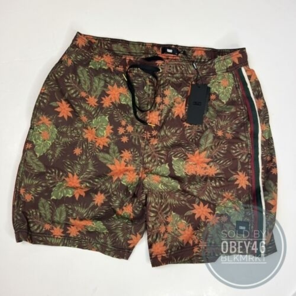 KITH Tilden Swim Trunks Black Floral Print KH7020-100 Size L - Picture 2 of 6